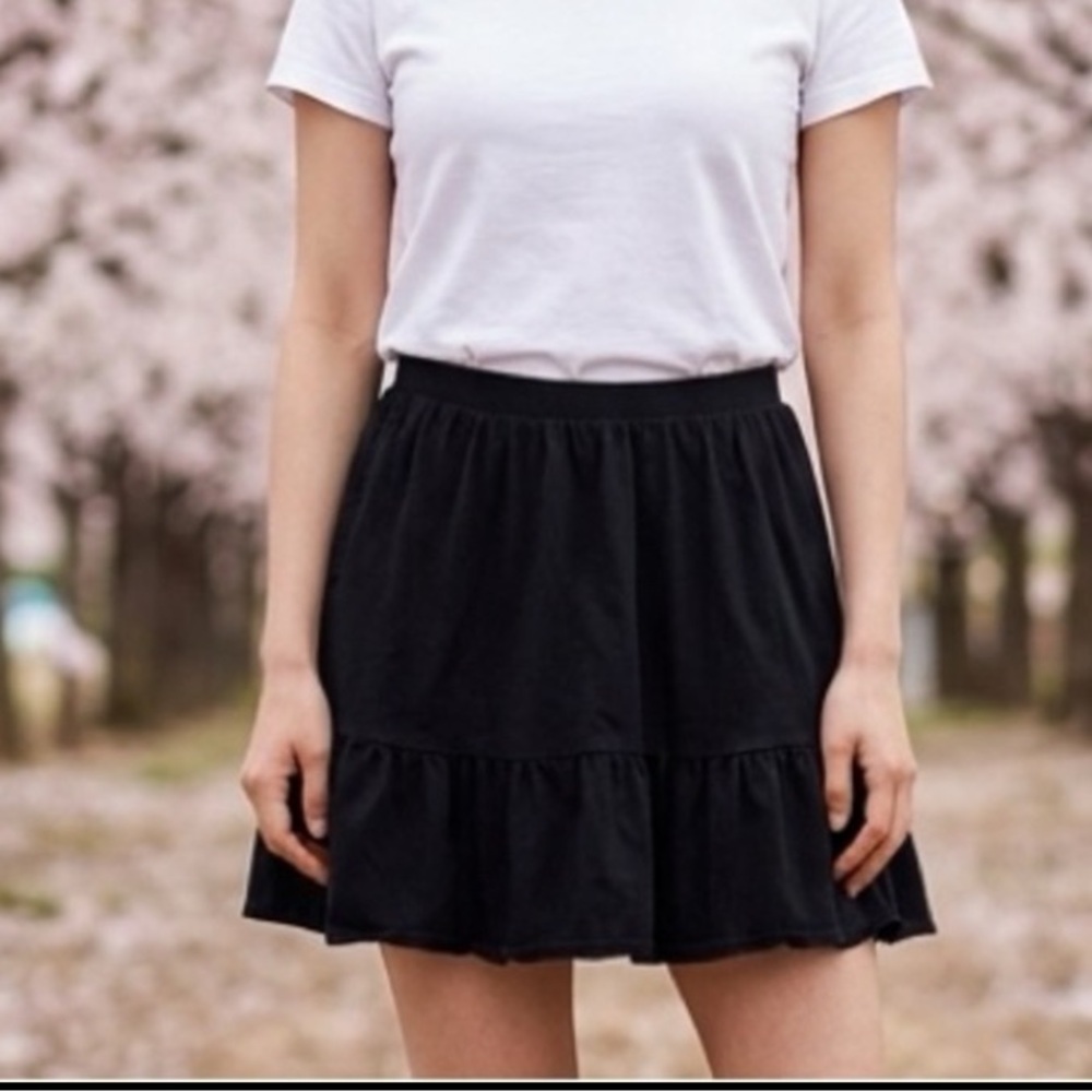 💥 Lands End Black Skort with Pockets Cotton Athleisure Yoga Travel Mini Skirt